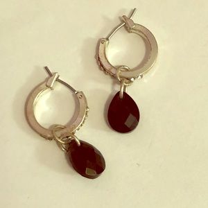 COPY - Black stone small hoop earring